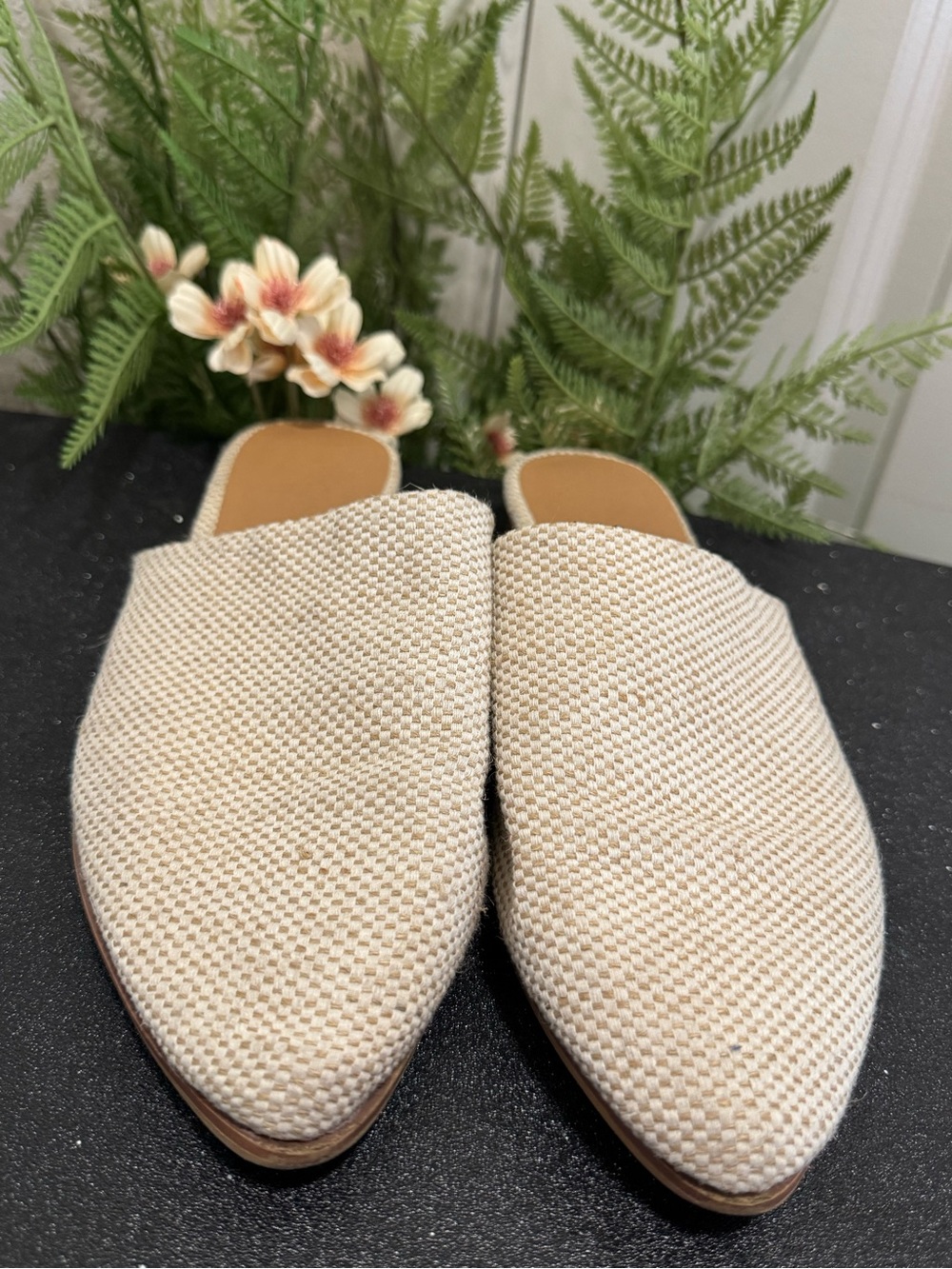 & Other Stories Cream Woven Pointed-Toe Slip-On Mules